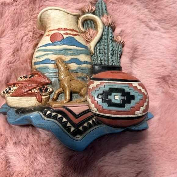 Lot of 7 Vintage Burwood MCM Southwest Native American Aztec wall decor. - Picture 6 of 16